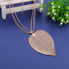 Big Leaves Charm Pendant Necklace Silverly Rose Gold Stainless Steel Sweater Coat Necklace For Women Jewelry 2022