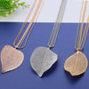 Big Leaves Charm Pendant Necklace Silverly Rose Gold Stainless Steel Sweater Coat Necklace For Women Jewelry 2022
