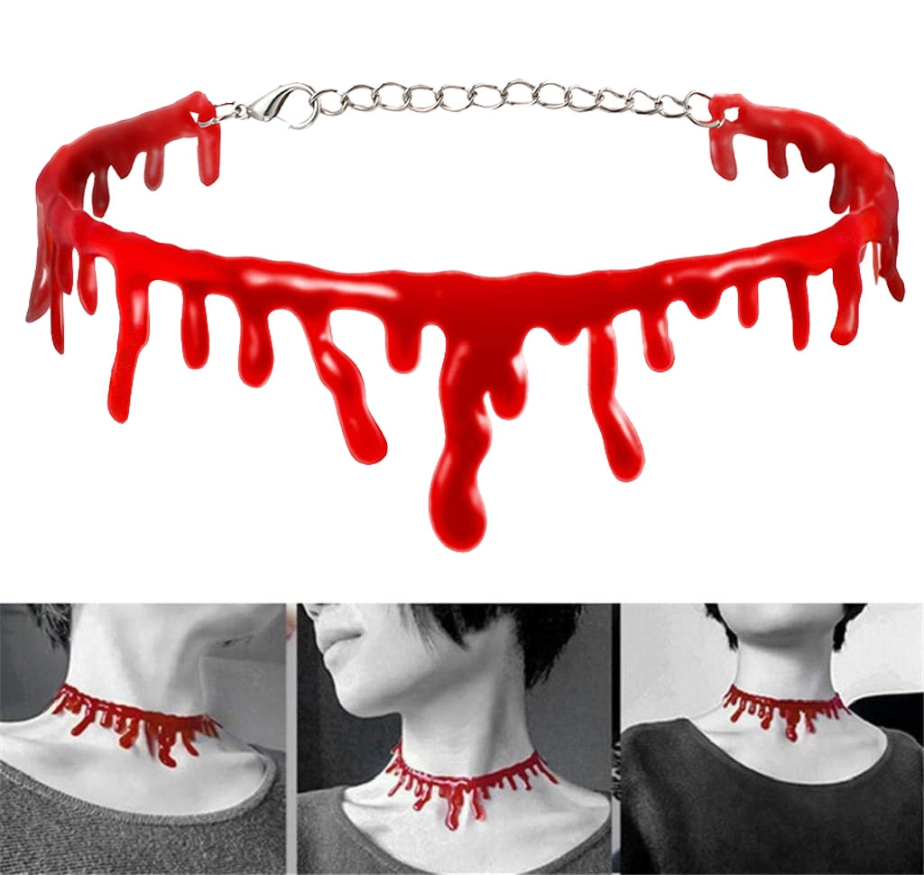 Blood Choker Necklace Women Chokers Hyperbole Necklaces Halloween Party DIY Decorations Horror Props Kids Toy Gift