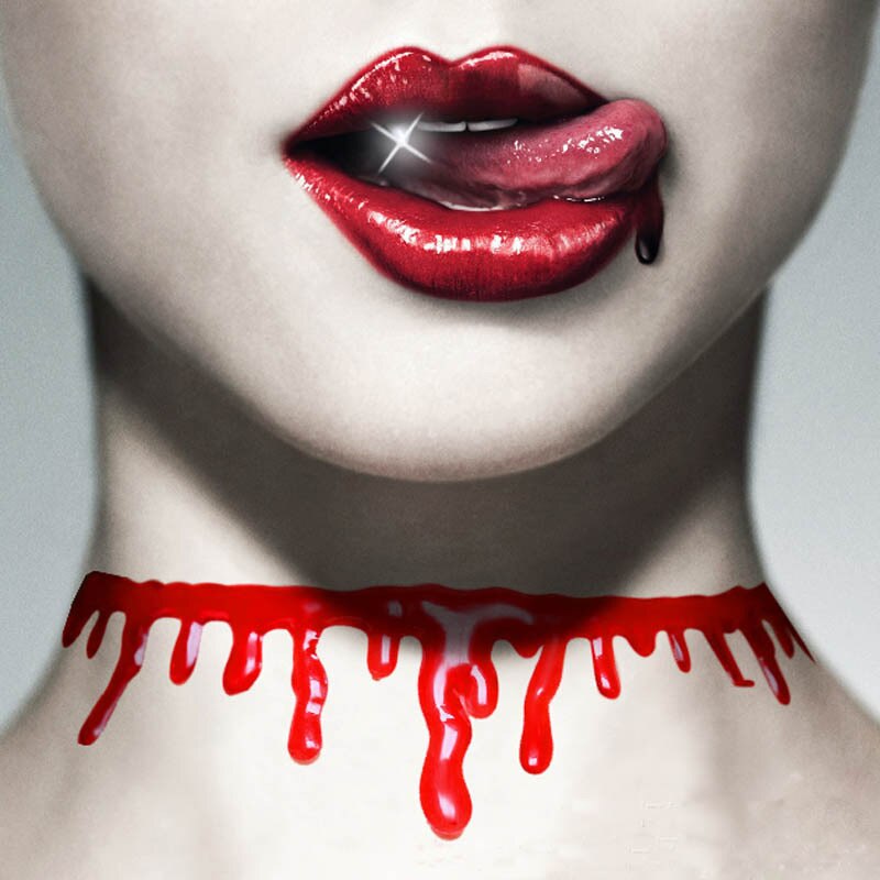 Blood Choker Necklace Women Chokers Hyperbole Necklaces Halloween Party DIY Decorations Horror Props Kids Toy Gift