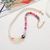 Bohemian Soft Pottery Flower Imitation Pearls Handmade Beaded Choker Necklace For Women