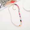 Bohemian Soft Pottery Flower Imitation Pearls Handmade Beaded Choker Necklace For Women