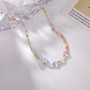 Butterfly Love Heart Candy Color Transparent Geometric Round Beaded Acrylic Necklace for Women Handmade Jewelry