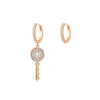 CZ Zircon Key&amp;Lock Hoop Earrings For Women Asymmetry Rose Gold Silvery Small Hoops Female  Earing Jewelry Gift
