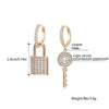 CZ Zircon Key&amp;Lock Hoop Earrings For Women Asymmetry Rose Gold Silvery Small Hoops Female  Earing Jewelry Gift