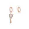 CZ Zircon Key&amp;Lock Hoop Earrings For Women Asymmetry Rose Gold Silvery Small Hoops Female  Earing Jewelry Gift