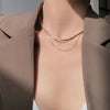 Chic Simple Girls Delicate Box Chain and Herringbone Chain Necklace Double Layer Choker 1425Y