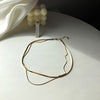 Chic Simple Girls Delicate Box Chain and Herringbone Chain Necklace Double Layer Choker 1425Y