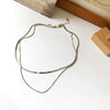 Chic Simple Girls Delicate Box Chain and Herringbone Chain Necklace Double Layer Choker 1425Y