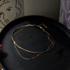 Chic Simple Girls Delicate Box Chain and Herringbone Chain Necklace Double Layer Choker 1425Y