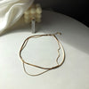 Chic Simple Girls Delicate Box Chain and Herringbone Chain Necklace Double Layer Choker 1425Y