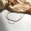 Chic Simple Girls Delicate Box Chain and Herringbone Chain Necklace Double Layer Choker 1425Y