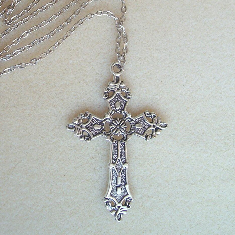 Christian Necklaces for Women Wen Gift Vintage Gothic Cross Pendant Long Chain Necklace Choker Goth Punk Jewelry