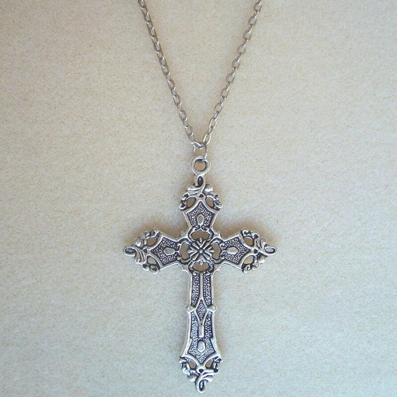Christian Necklaces for Women Wen Gift Vintage Gothic Cross Pendant Long Chain Necklace Choker Goth Punk Jewelry