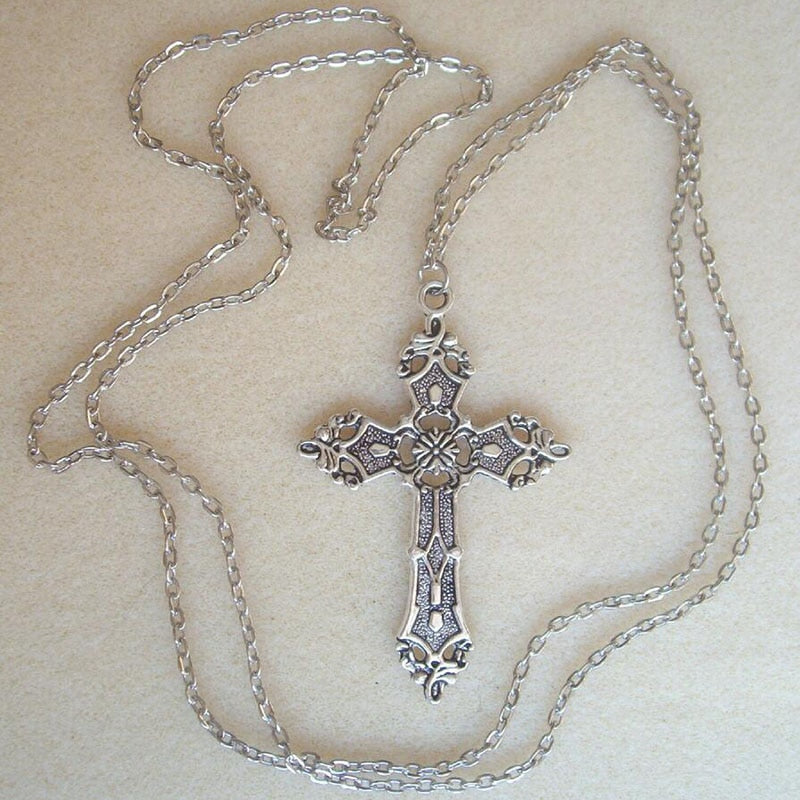 Christian Necklaces for Women Wen Gift Vintage Gothic Cross Pendant Long Chain Necklace Choker Goth Punk Jewelry