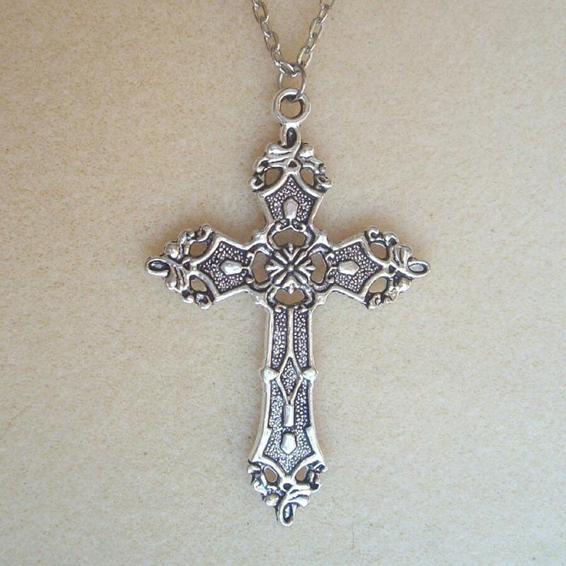 Christian Necklaces for Women Wen Gift Vintage Gothic Cross Pendant Long Chain Necklace Choker Goth Punk Jewelry