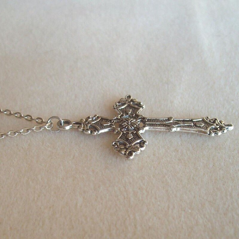 Christian Necklaces for Women Wen Gift Vintage Gothic Cross Pendant Long Chain Necklace Choker Goth Punk Jewelry