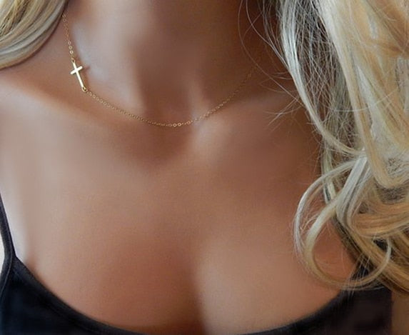 Cross Pendant Necklace for Women Men Religious Jewelry Gold Silver Plated Choker Gift Faith Necklace