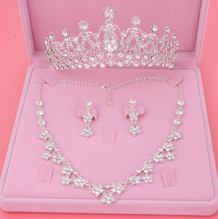 New Fashion Crystal Wedding Bridal Jewelry Sets Women Bride Tiara Crowns Earrings Necklace Set Wedding Jewelry Accessories