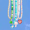 Cute Colorful Asymmetric Clay Pearl Drop Oil Heart  Leaves Mushroom Handmade Beaded Necklace For Women Party Jewelry