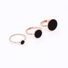 New Fashion Design Luxury Brand 3 Style Black Circle Rings Rose Gold Stainless Steel Rings For Women Tail Rings