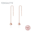 New Fashion Earrings Pearl CZ Long Chain Ear Rose Gold Threader Drop Dangle Earrings Women Jewelry Christmas Giftzk40