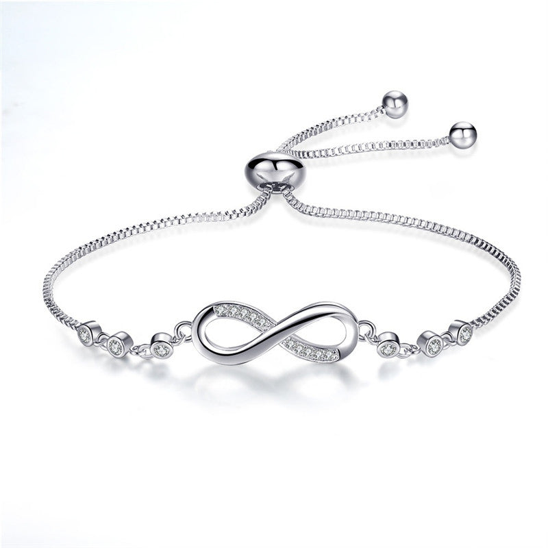 New Fashion Elegant Charm Bracelet 8 Shape Geometric Bracelet Infinite Love 925 Siver Female Bracelet Bangles