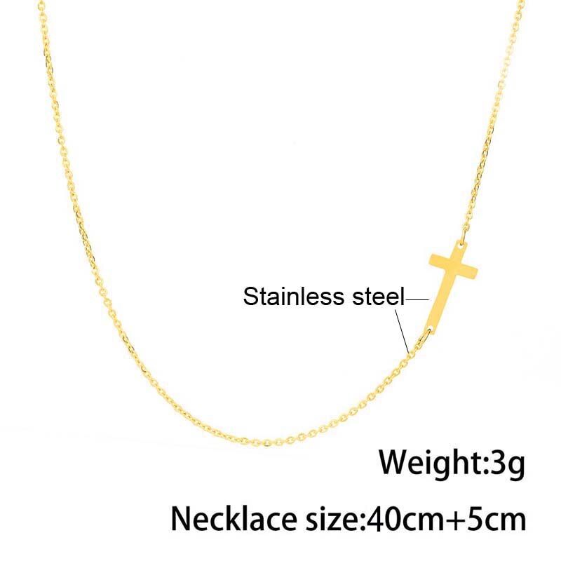 Faith Cross Pendant Necklace for Women Stainless Steel Religious Jewelry Gift Gold Color Clavicle Choker Necklace
