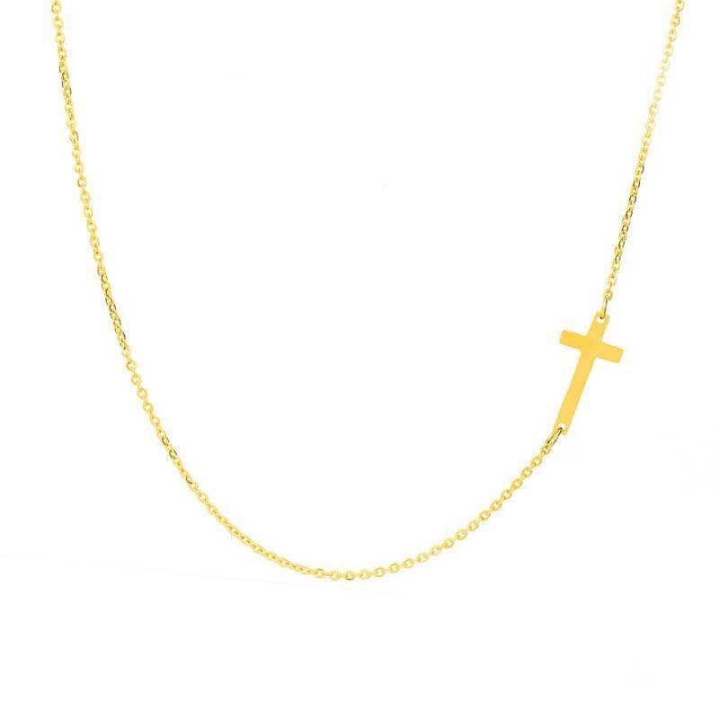 Faith Cross Pendant Necklace for Women Stainless Steel Religious Jewelry Gift Gold Color Clavicle Choker Necklace