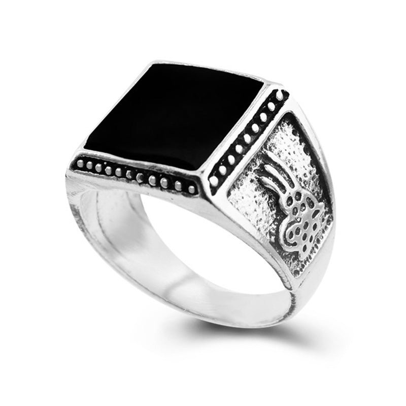 New Fashion Fashion Ring Size:8-11 Man Black Oil Painting Rings Men's Punk Jewelry Silver/Gold Ring Men Rings Jewelry