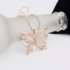 Flawless Women Lady Necklace Choker Pendent Rose Gold Opal Butterfly Pendant Exquisite Necklace Sweater Chain 2022