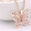 Flawless Women Lady Necklace Choker Pendent Rose Gold Opal Butterfly Pendant Exquisite Necklace Sweater Chain 2022