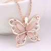 Flawless Women Lady Necklace Choker Pendent Rose Gold Opal Butterfly Pendant Exquisite Necklace Sweater Chain 2022