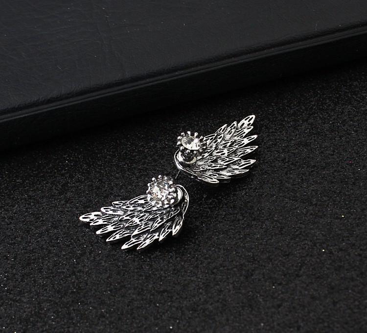 New Fashion Gift Lady Earring Party Jewelry Earrings Gold And Silver Gothic Cool Angel Wing Rhinestones Alloy Earrings For Women