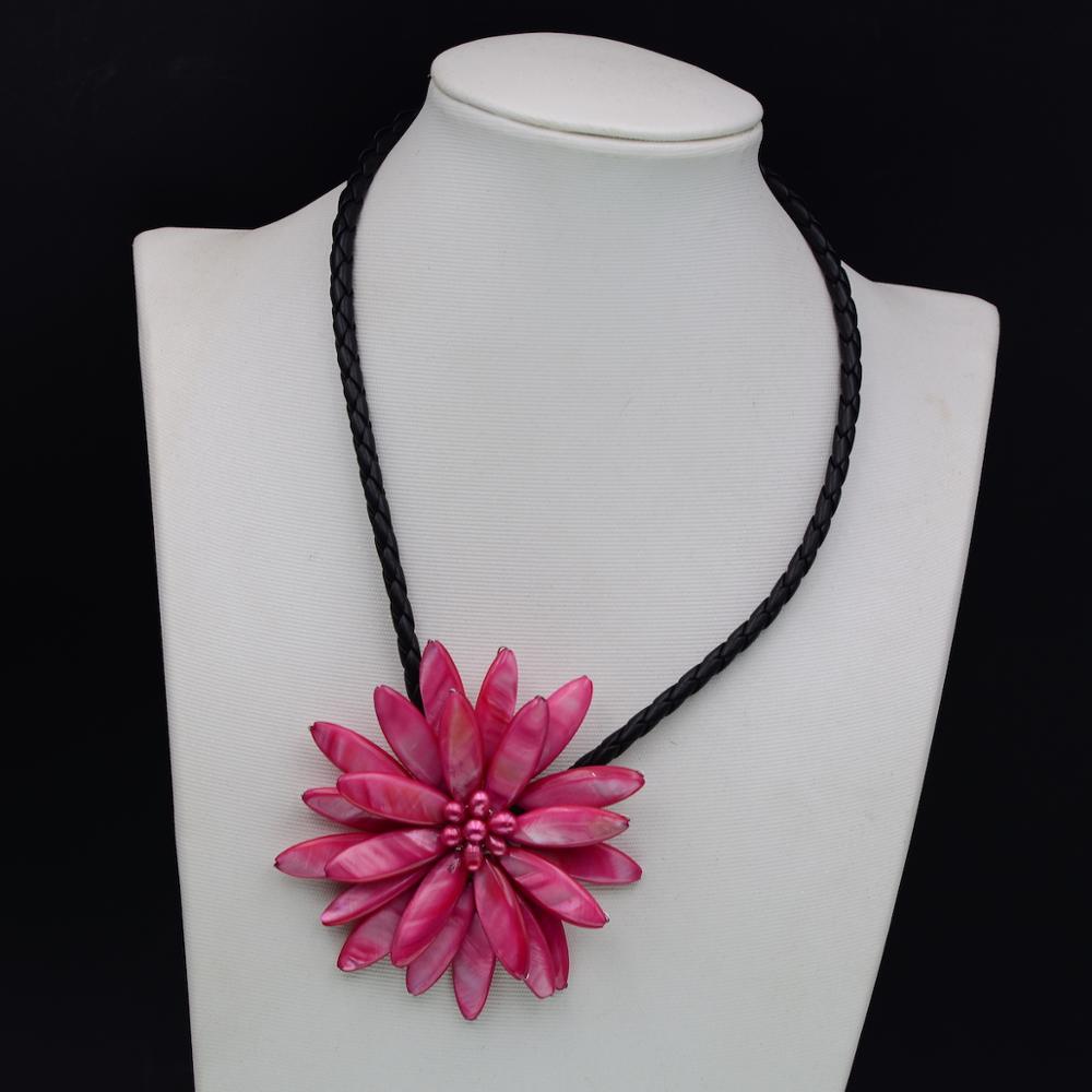 Handmade Mop Peach Pink Flower Choker Necklace Dress Simple Style Floating Handmade collar chain