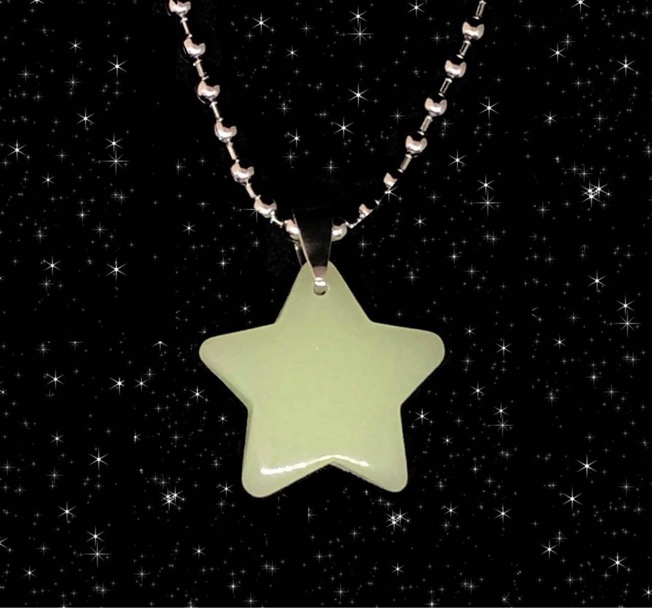Hip Hop Natural Luminous Stone Star Shape Pendant Necklaces for Men Women Unique Gift Punk Beads Chains Neck Jewelry