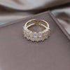Jewelry 14K Gold Plated  Full Zircon Double Layer Square Ring Elegant Women's Daily Work Open Ring Accessories