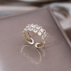 Jewelry 14K Gold Plated  Full Zircon Double Layer Square Ring Elegant Women's Daily Work Open Ring Accessories