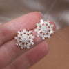Jewelry 14K Gold Plating  Irregular Star Mount Zircon Flower Earrings Elegant Women's Daily Work Accessories