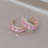 Jewelry 14K Gold Plating  Square Colored Zircon Half Circle Earrings Elegant Women's Daily Work Accessories