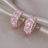 Jewelry 14K Gold Plating  Square Colored Zircon Half Circle Earrings Elegant Women's Daily Work Accessories