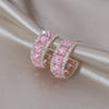 Jewelry 14K Gold Plating  Square Colored Zircon Half Circle Earrings Elegant Women's Daily Work Accessories