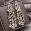 Jewelry 14K Gold plated Copper Set Zircon Water Drop Long Geometric Earring  Women's Wedding Party Accessories