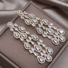 Jewelry 14K Gold plated Copper Set Zircon Water Drop Long Geometric Earring  Women's Wedding Party Accessories