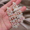 Jewelry 14K Gold plated Copper Set Zircon Water Drop Long Geometric Earring  Women's Wedding Party Accessories