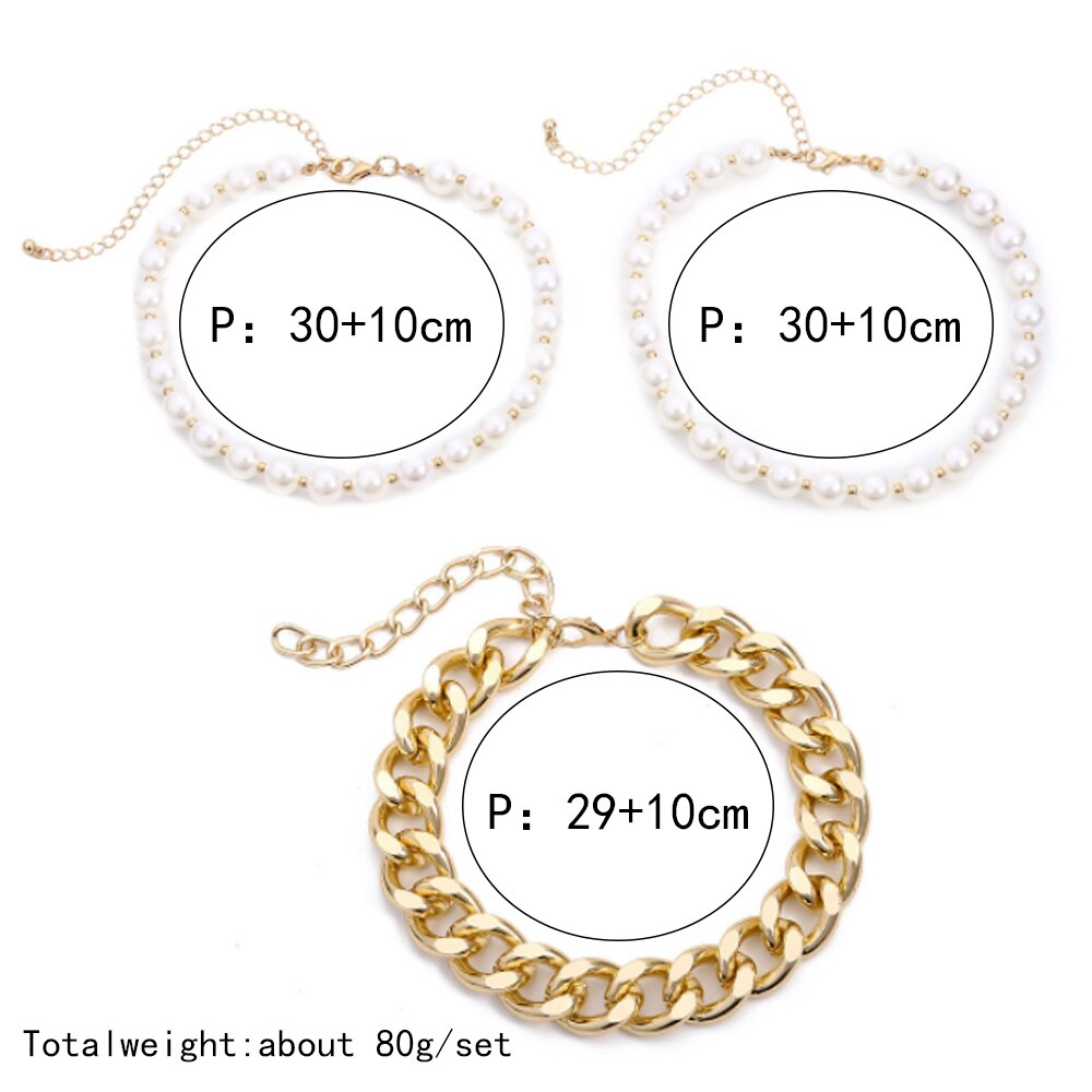 Jewelry Accessories Hyperbol Multi Layer Imitation Pearls Gold Color Alloy Chain Choker Necklace Women 2021 Elegant