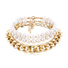Jewelry Accessories Hyperbol Multi Layer Imitation Pearls Gold Color Alloy Chain Choker Necklace Women 2021 Elegant