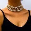 Jewelry Accessories Hyperbol Multi Layer Imitation Pearls Gold Color Alloy Chain Choker Necklace Women 2021 Elegant