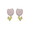 Jewelry Delicate Copper Set Zircon Cactus Flower Oil Drop Earrings Sweet Girl Gift Elegant Women's Daily Accessories