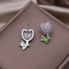 Jewelry Delicate Copper Set Zircon Cactus Flower Oil Drop Earrings Sweet Girl Gift Elegant Women's Daily Accessories